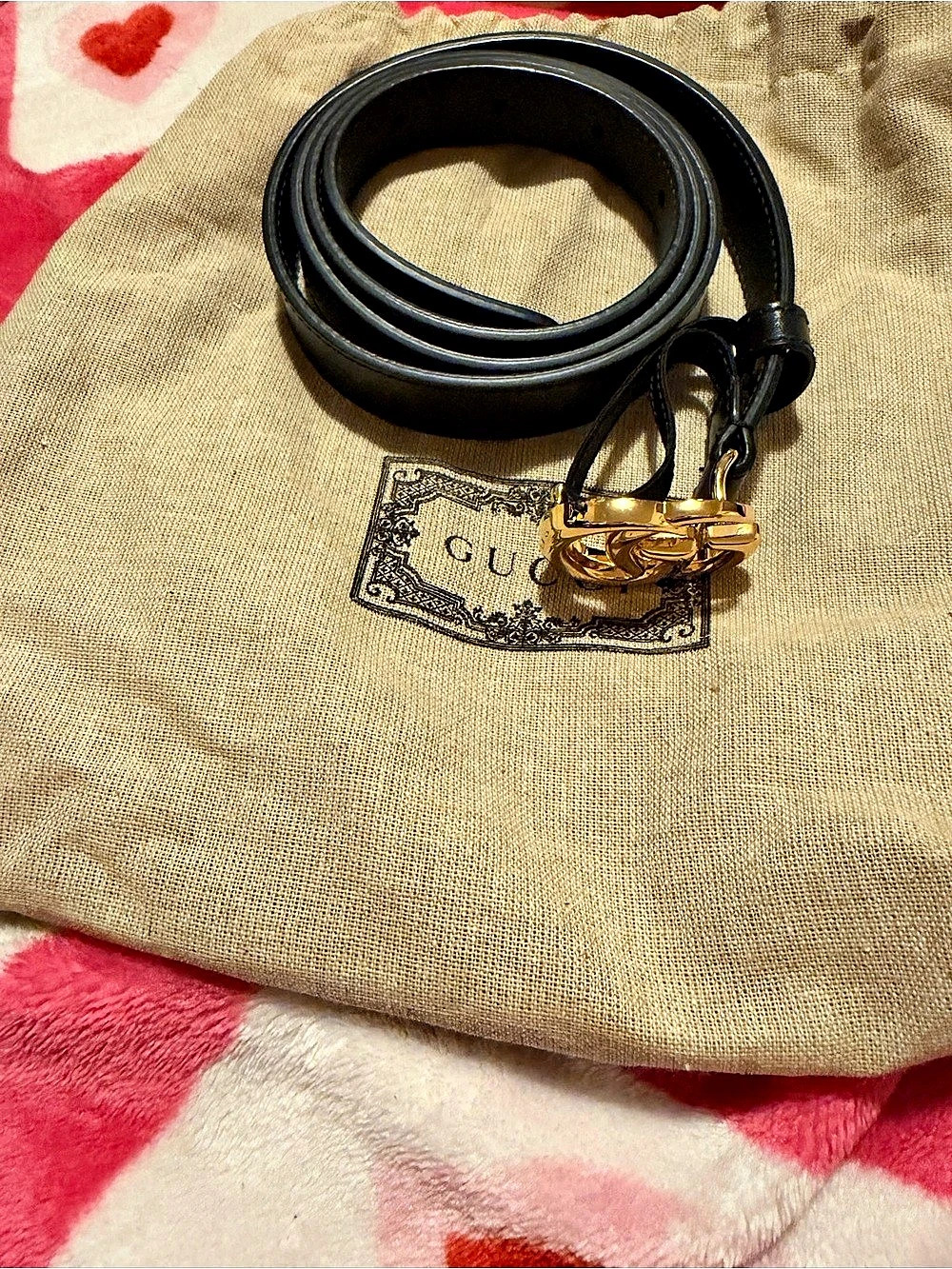 Gucci GG Marmont Thin Belt Black Leather Gold-Tone Buckle
